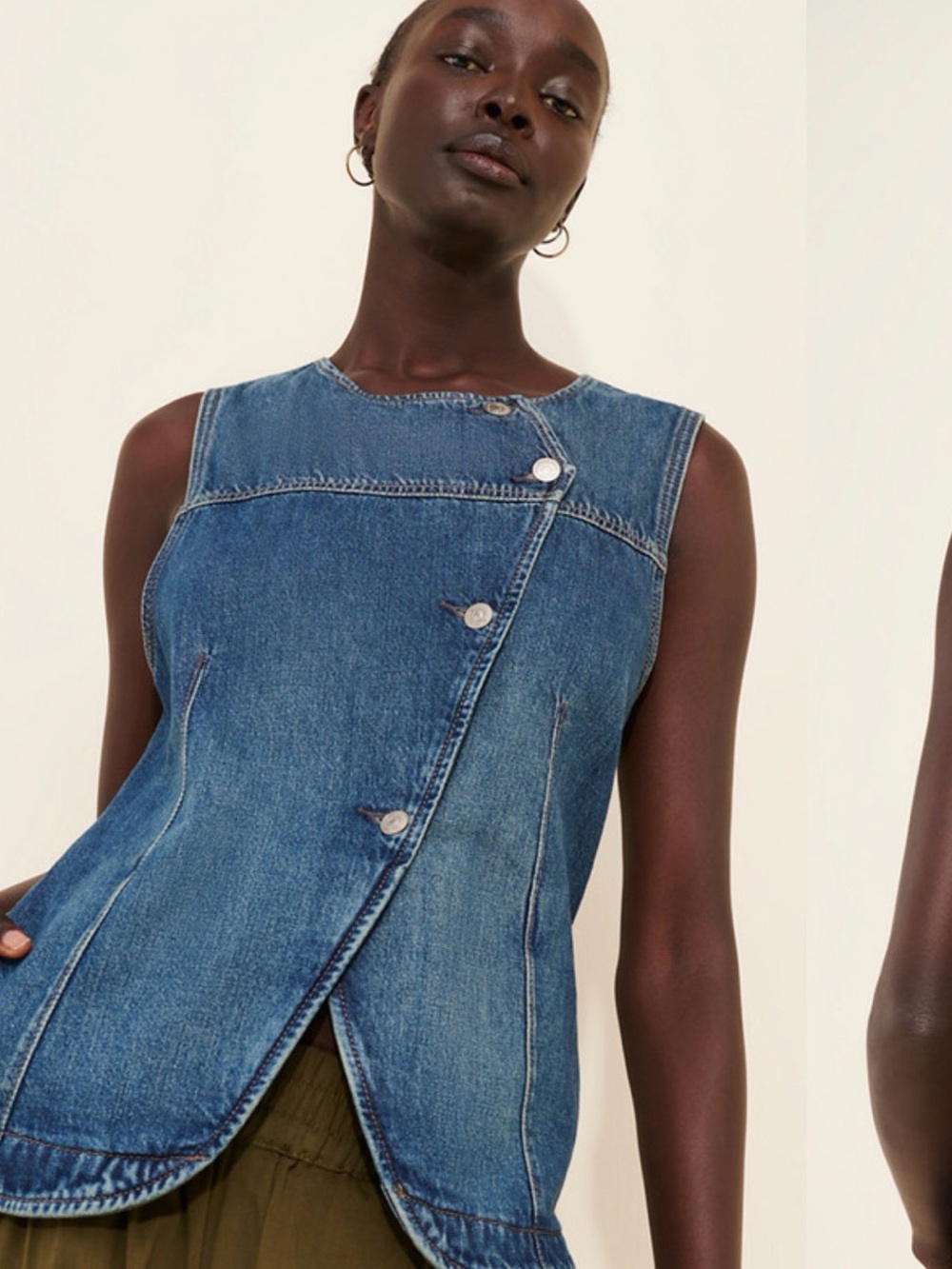 We The Free Maris Asymmetric Denim Vest M